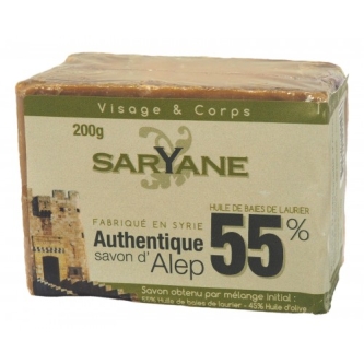 Syryjskie mydło z aleppo o zawartości 55% oleju laurowego i 45% oliwy z oliwek, Saryane, 200 g